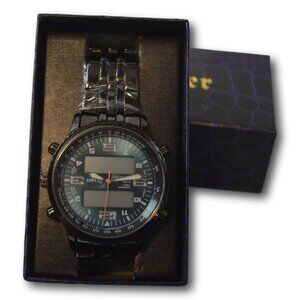 Stauer Men’s Blue and Black Stainless Steel Metropolis Chronograph Watch